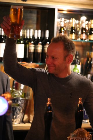 Shane ‘Shakey’ Byrne, five-time winner of the British Superbike Championship pulls first pint at refurbished Dover Castle pub