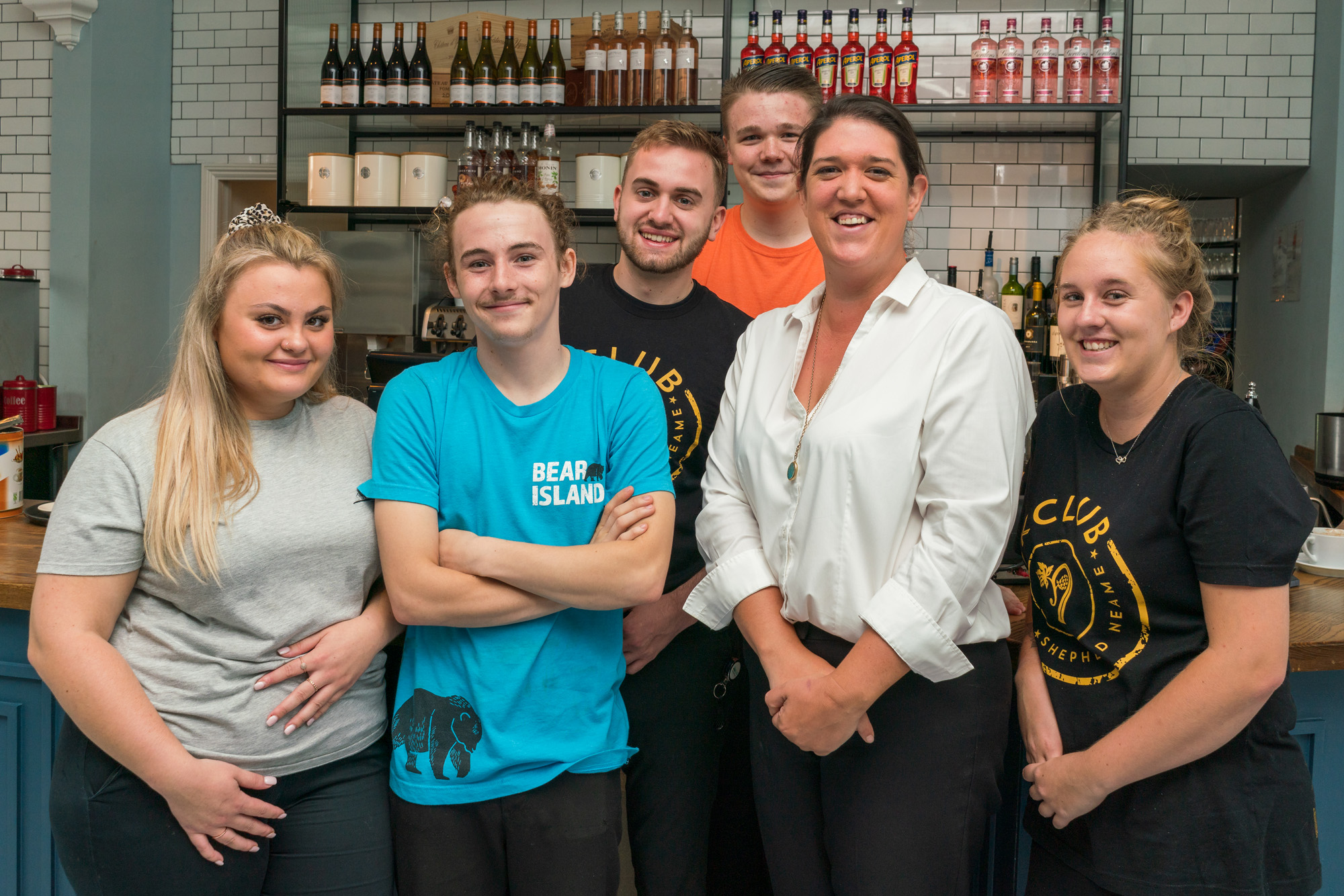 Manager Nicola Fewster and some members of the team