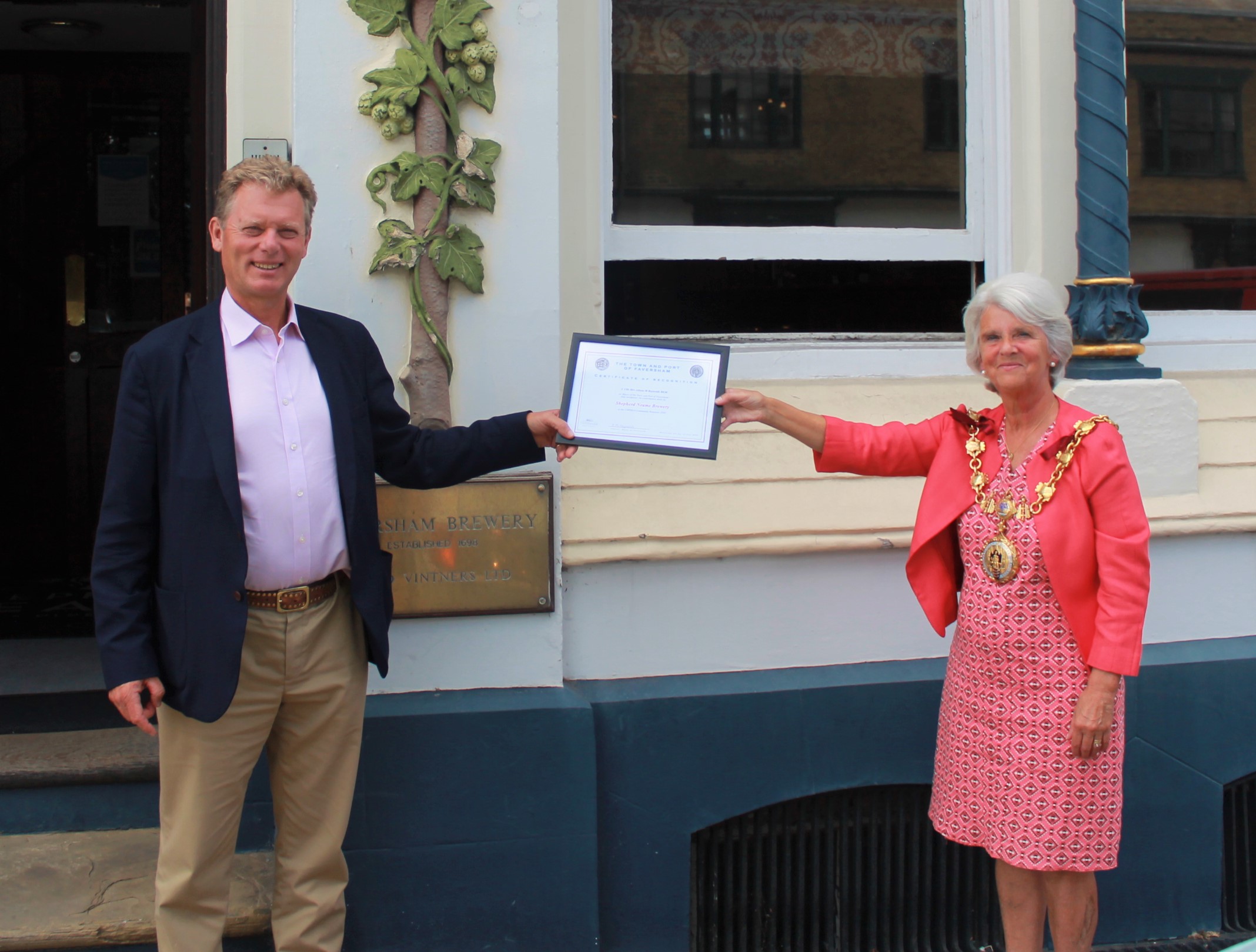 Jonathan Neame and Mayor of Faversham, Councillor Alison Reynolds