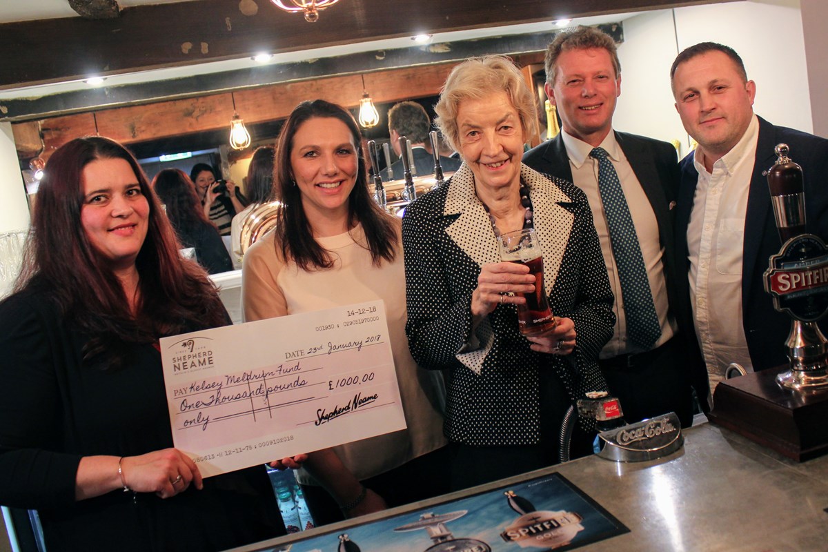 Helen Morris, Angelena Churcher, Lady Cumberlege, Jonathan Neame & Greg Churcher at the Bull, Newick