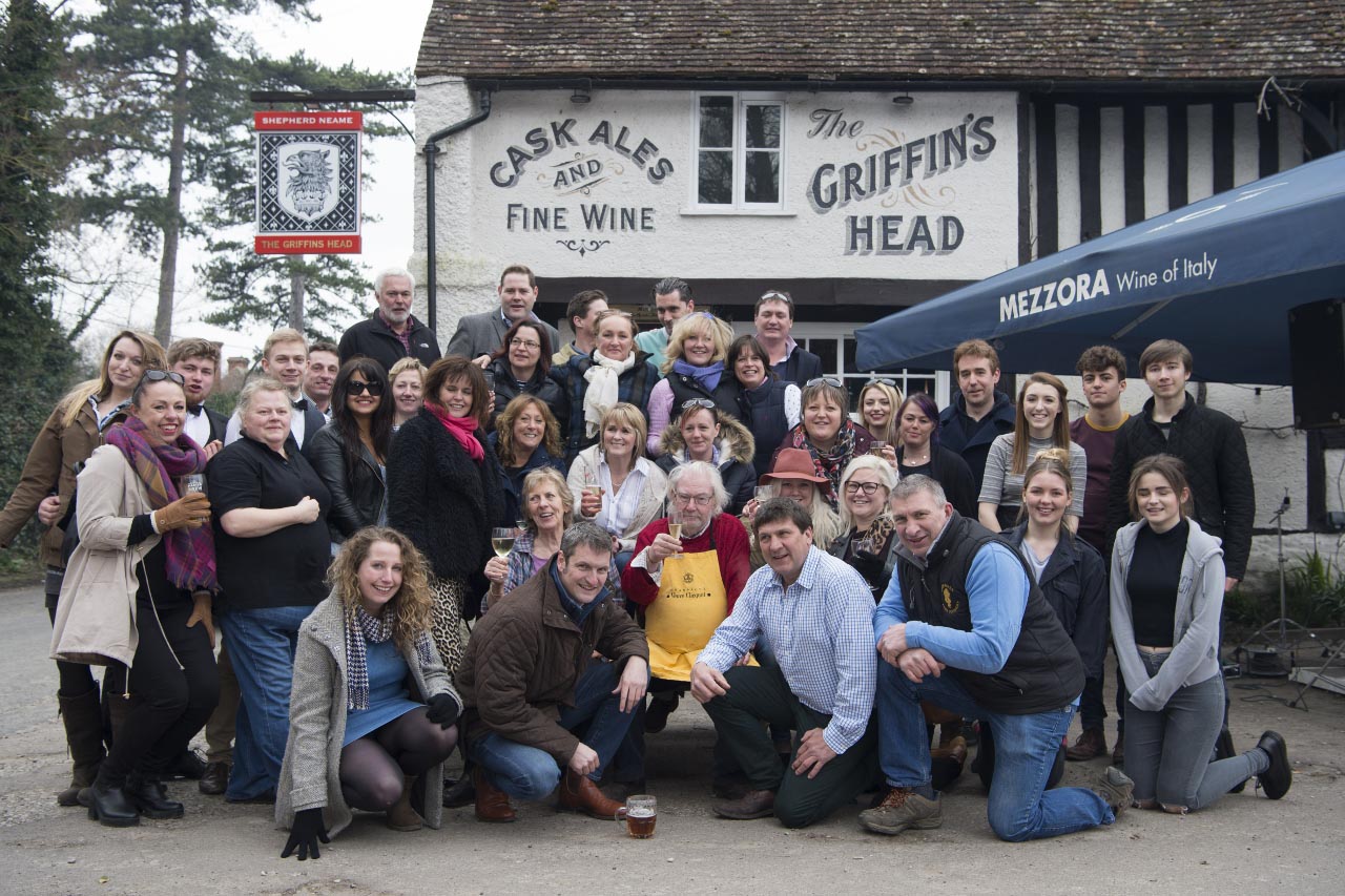 Karen and Jerry (centre) with some of their former staff