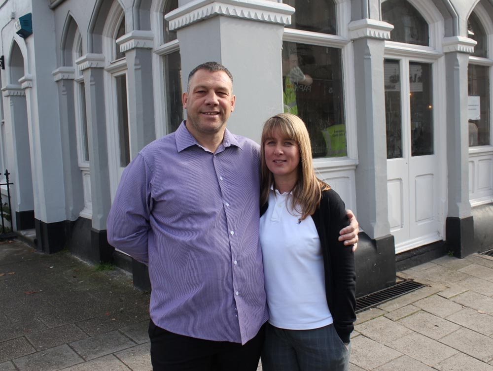 Paul and Sam Collier outside The Four Fathoms