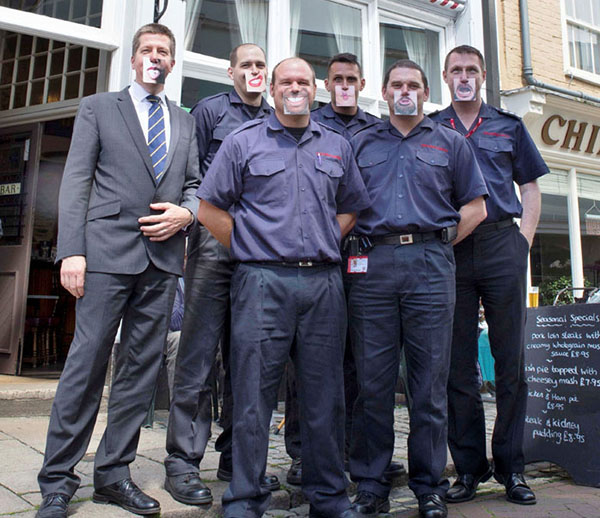 Shepherd Neame's Martin Godden with members of the Faversham Watch and Gary McRobb, KFRS Primary Authority Scheme Manager