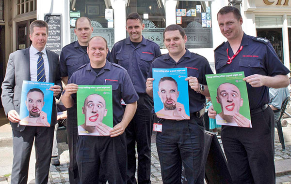 Shepherd Neame's Martin Godden with members of the Faversham Watch and KRFS' Gary McRobb