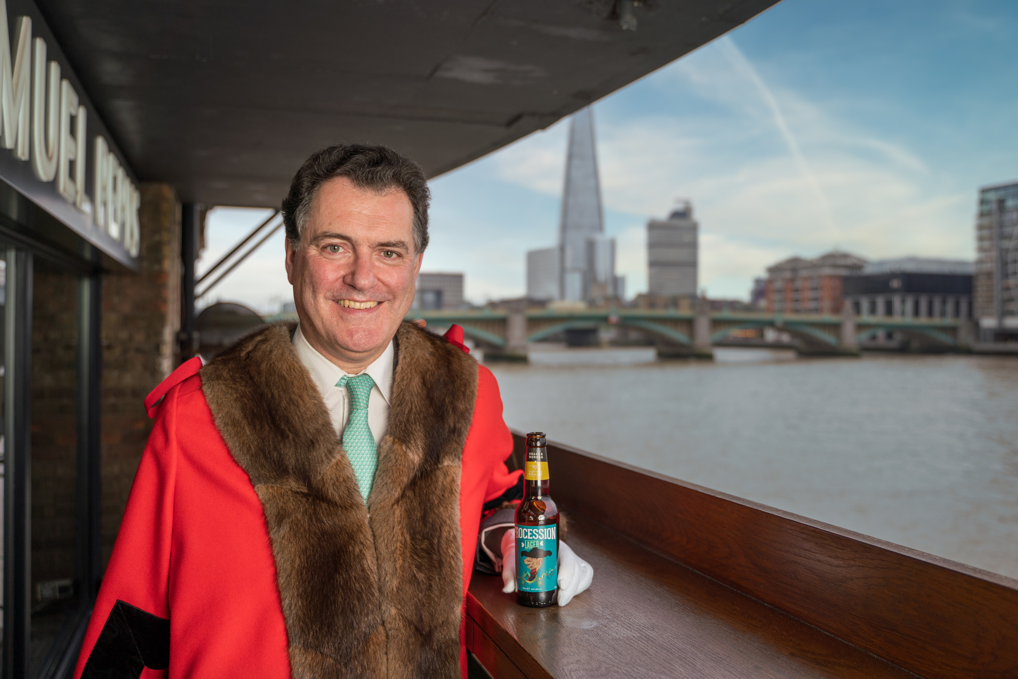 Future Lord Mayor Vincent Keaveny with the new procession lager