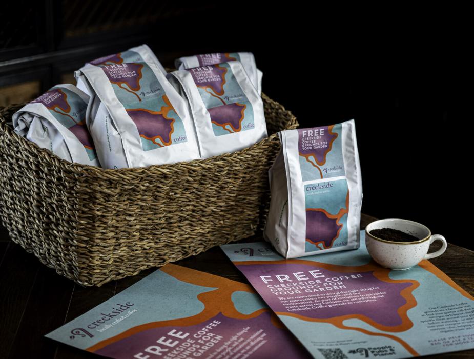 Offering free bags of coffee grounds